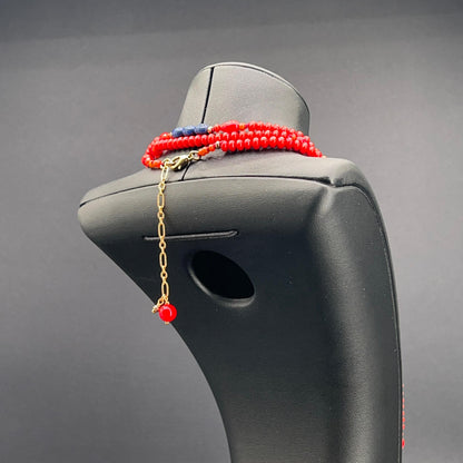 Collana Lunga Rossa e Blu Multigiro