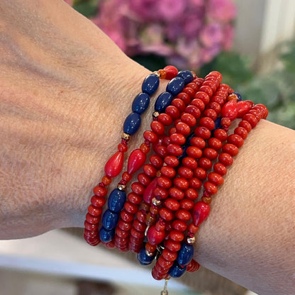 Collana Lunga Rossa e Blu Multigiro