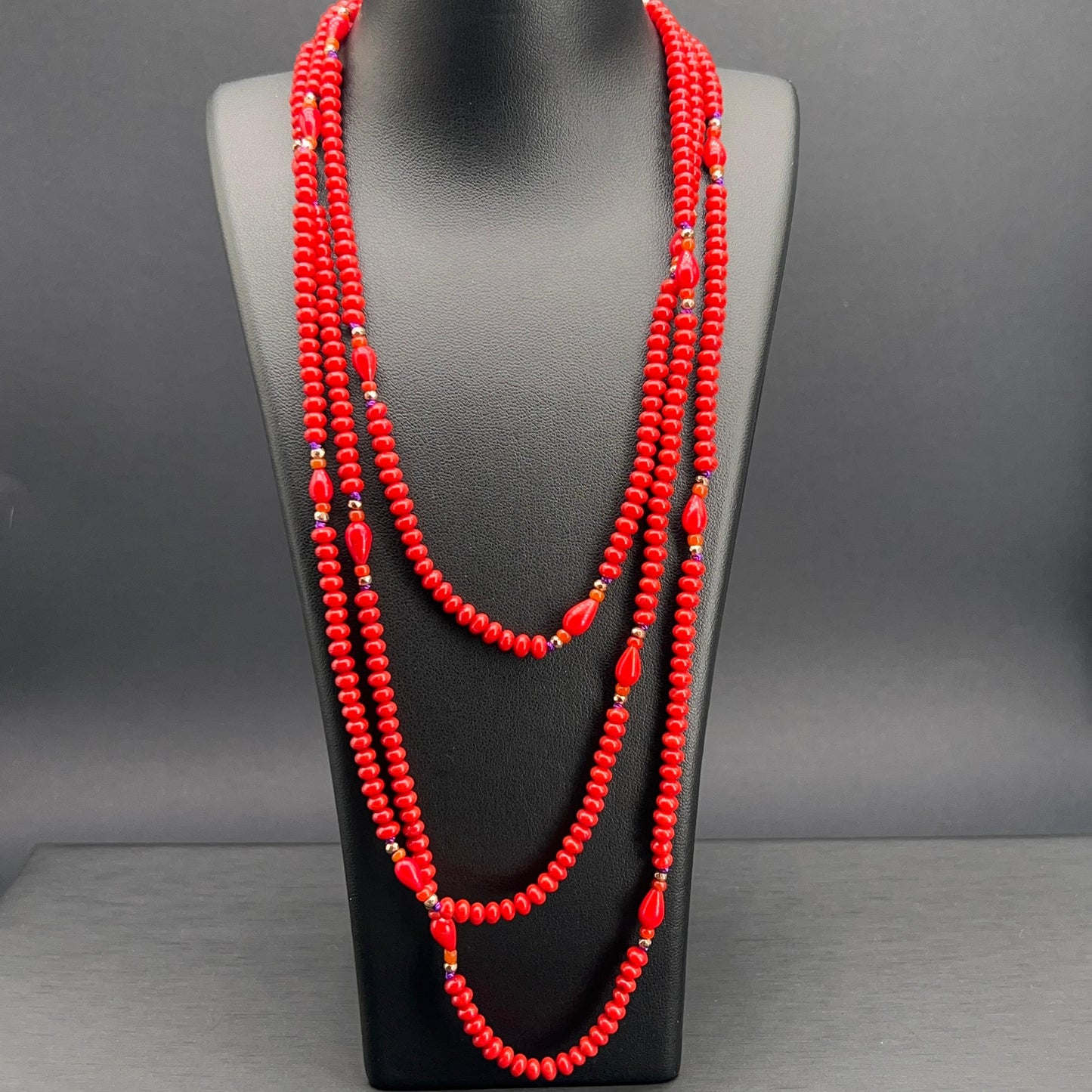 Collana Lunga Rossa Multigiro