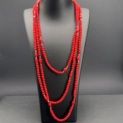 Collana Lunga Rossa Multigiro
