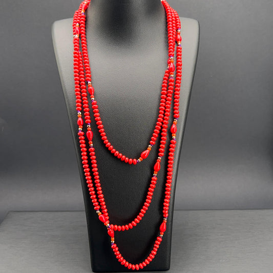 Collana Lunga Rossa Multigiro