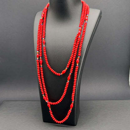 Collana Lunga Rossa Multigiro