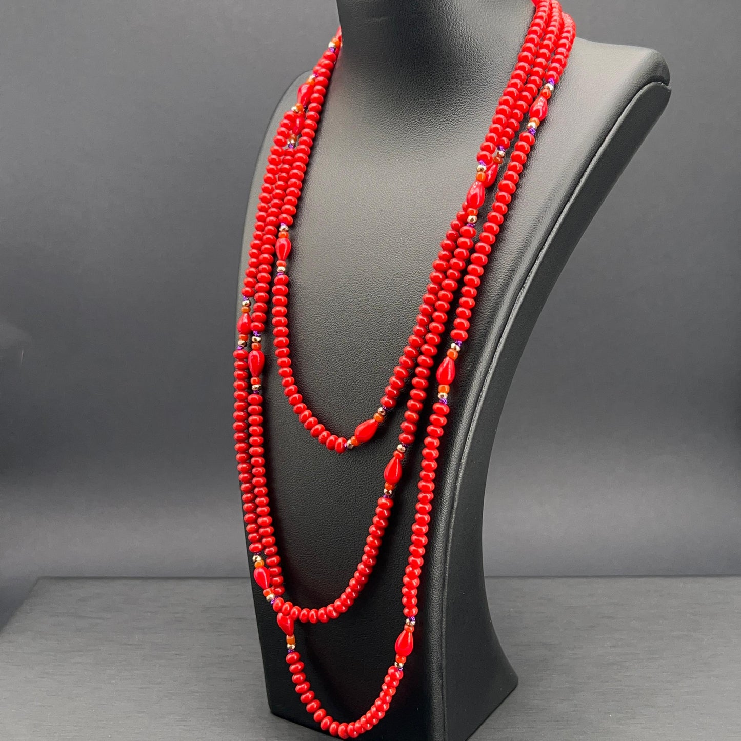 Collana Lunga Rossa Multigiro