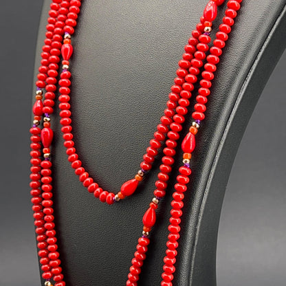 Collana Lunga Rossa Multigiro
