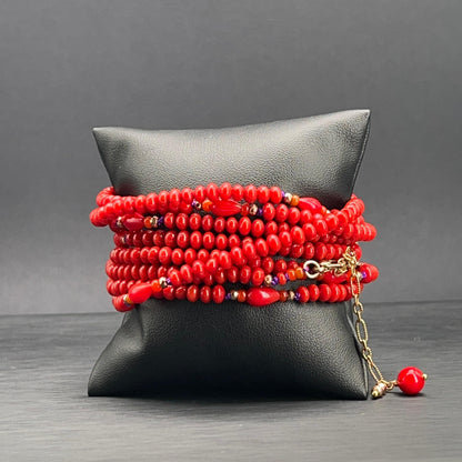 Collana Lunga Rossa Multigiro