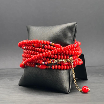 Collana Lunga Rossa Multigiro