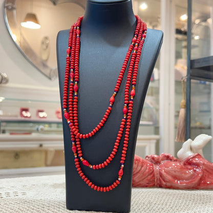 Collana Lunga Rossa Multigiro