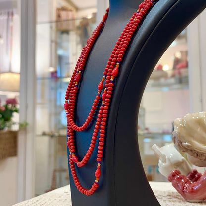 Collana Lunga Rossa Multigiro