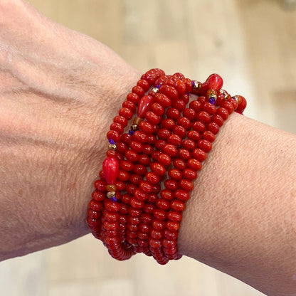 Collana Lunga Rossa Multigiro