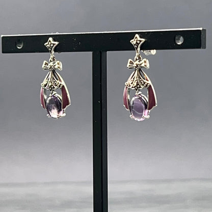 Orecchini Pendenti in Argento con Giada e Marcassiti