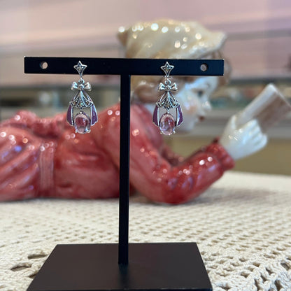 Orecchini Pendenti in Argento con Giada e Marcassiti
