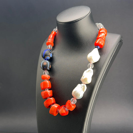 Collana a Nodi con Perle Scaramazze e Vetro di Murano