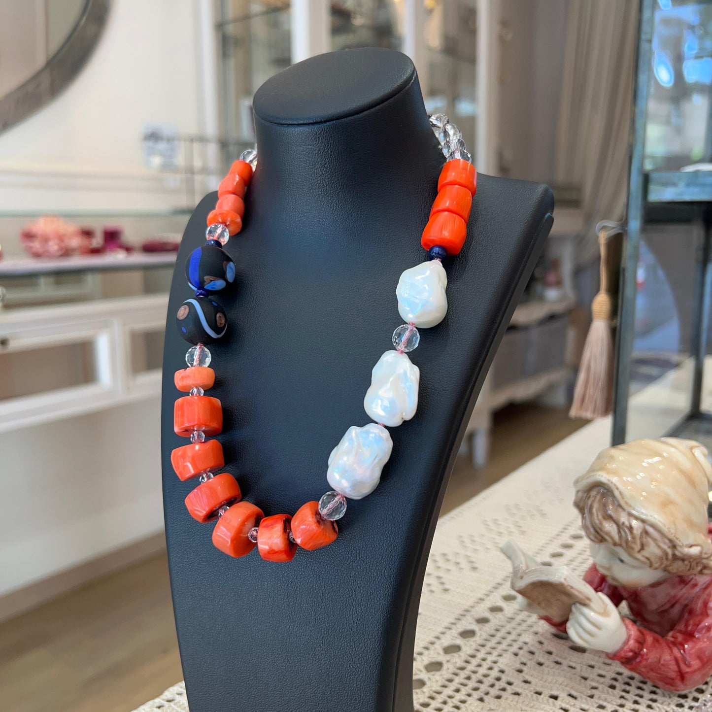 Collana a Nodi con Perle Scaramazze e Vetro di Murano