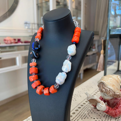 Collana a Nodi con Perle Scaramazze e Vetro di Murano