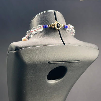 Collana a Nodi con Cristallo di Rocca, Perle Scaramazze e Vetro di Murano