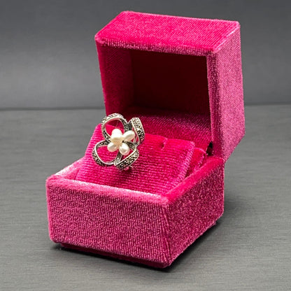 Spilla Fiore in Argento con Marcassiti e Perle di Fiume
