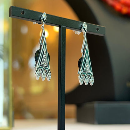 Orecchini Art Déco in Argento con Onice e Marcassiti