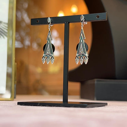 Orecchini Art Déco in Argento con Onice e Marcassiti