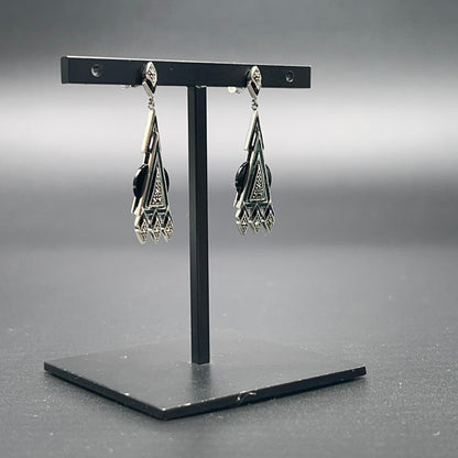 Orecchini Art Déco in Argento con Onice e Marcassiti