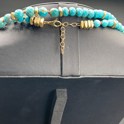 Collana Lunga con Aulite Turchese e Perle di Murano