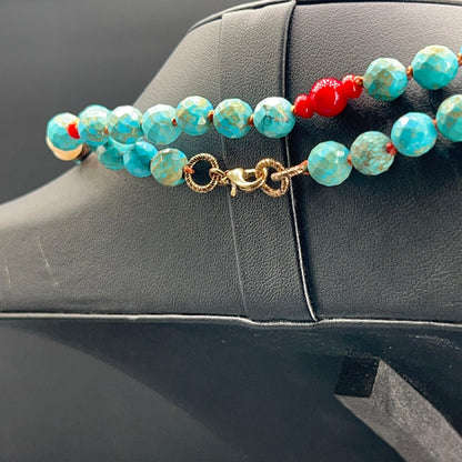 Collana Lunga con Aulite Turchese e Bamboo