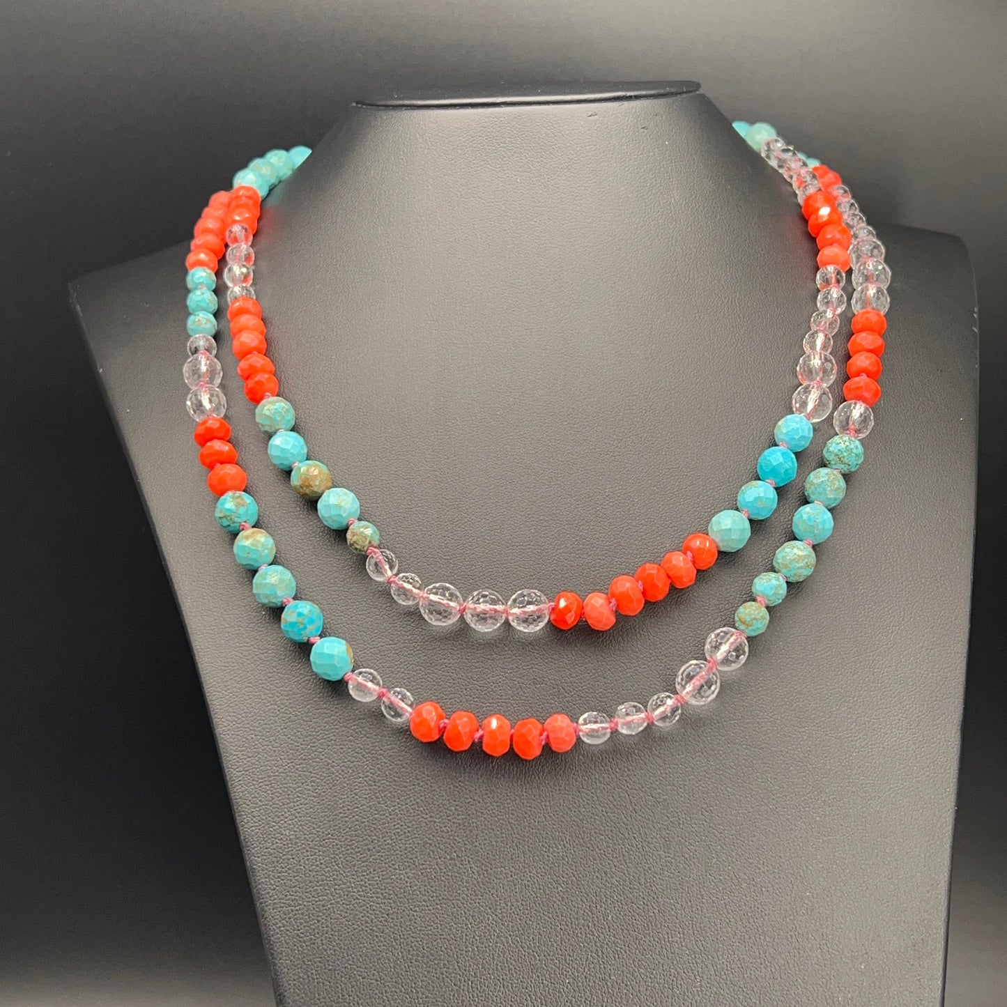 Collana Lunga con Bamboo e Aulite Turchese