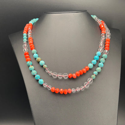 Collana Lunga con Bamboo e Aulite Turchese