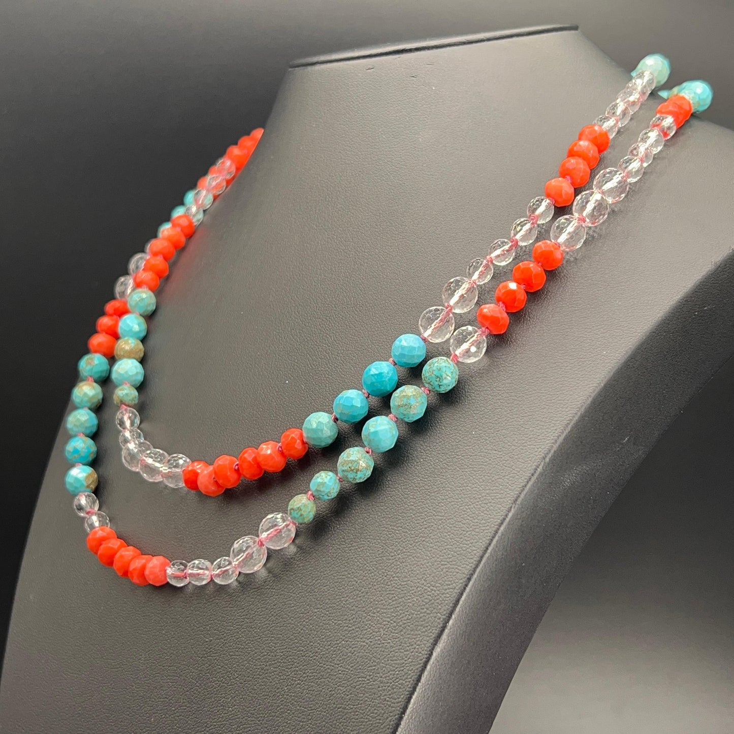 Collana Lunga con Bamboo e Aulite Turchese