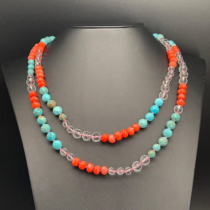 Collana Lunga con Bamboo e Aulite Turchese