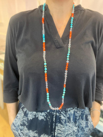 Collana Lunga con Bamboo e Aulite Turchese