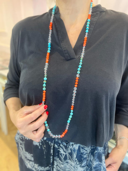 Collana Lunga con Bamboo e Aulite Turchese
