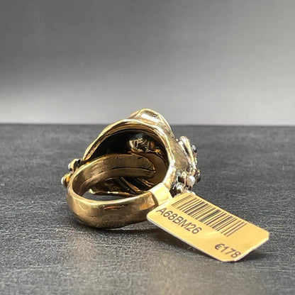 Anello Regolabile con Perla Coltivata, Granato, Zaffiri e Swarovski