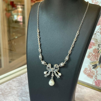 Collana Fiocco con Perle e Marcassiti