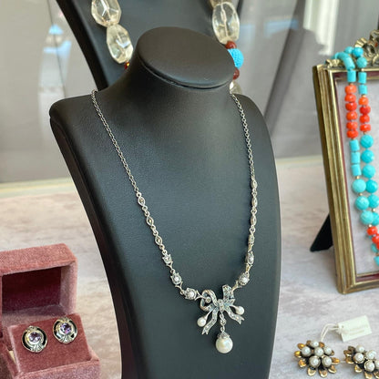 Collana Fiocco con Perle e Marcassiti