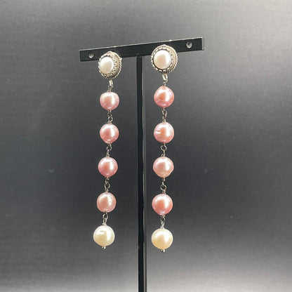 Orecchini Lunghi in Argento con Perle Coltivate