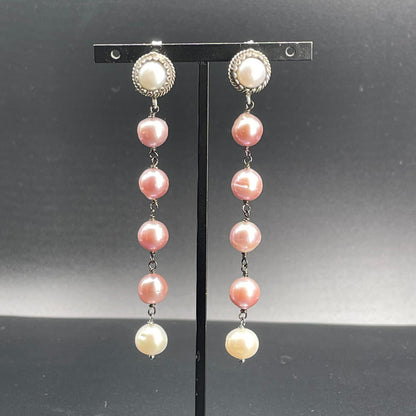 Orecchini Lunghi in Argento con Perle Coltivate