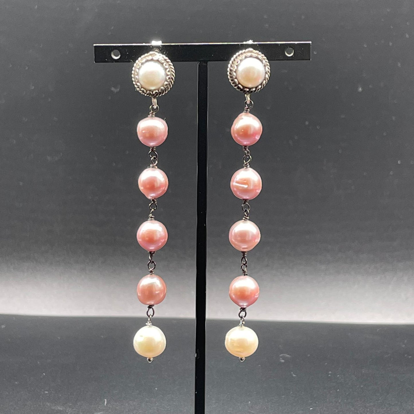 Orecchini Lunghi in Argento con Perle Coltivate