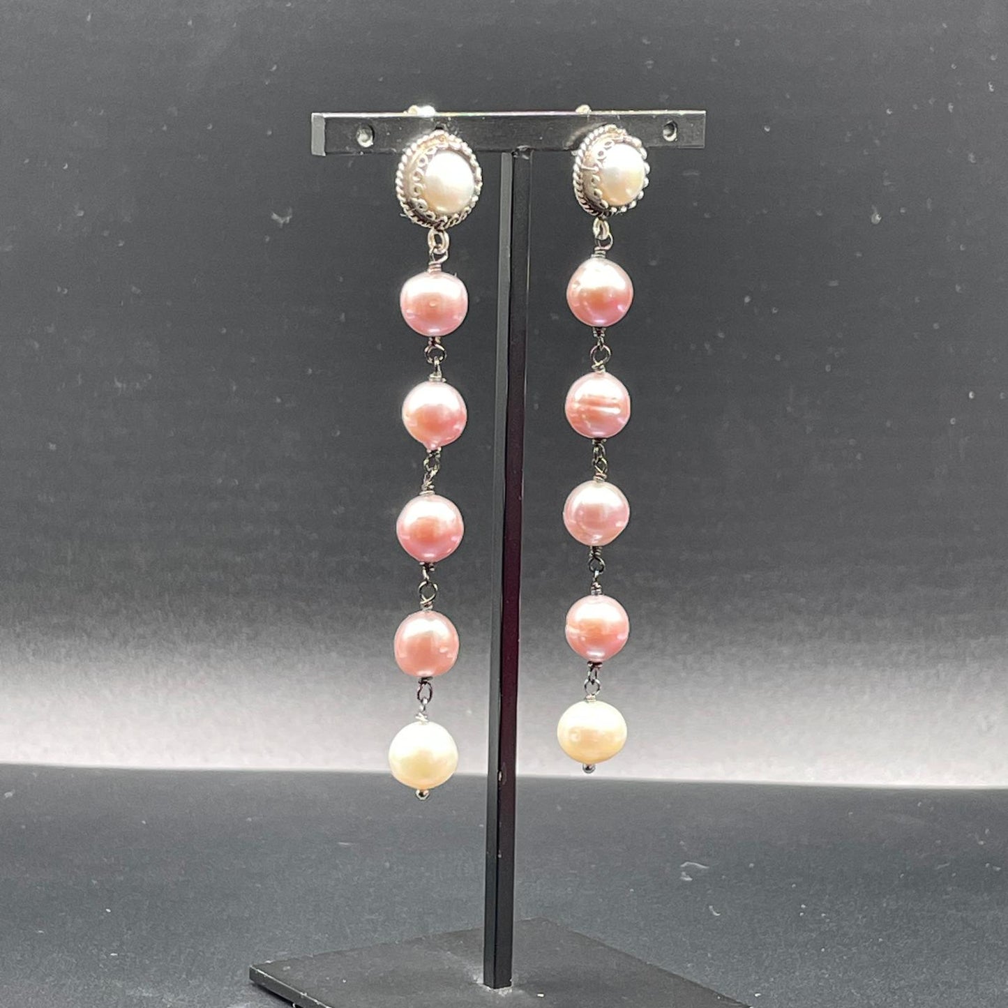 Orecchini Lunghi in Argento con Perle Coltivate