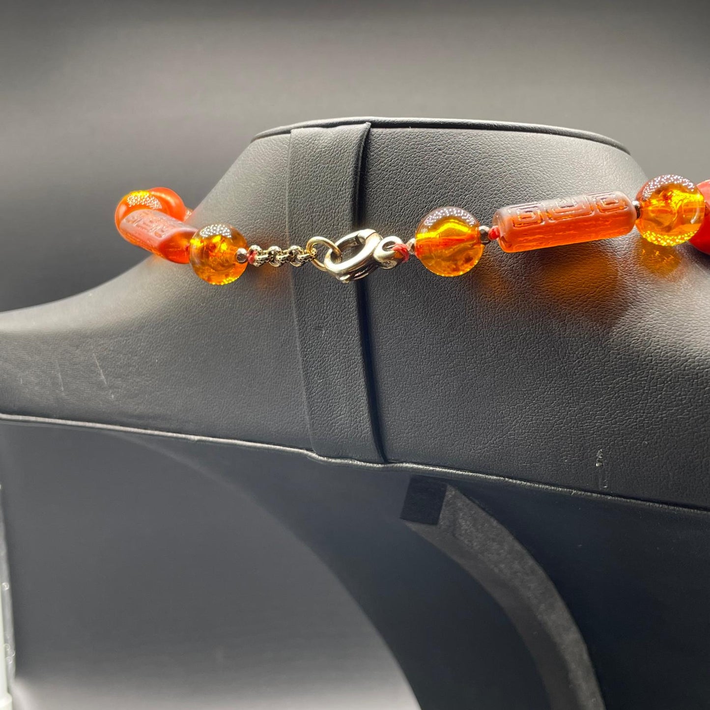 Collana Corallo Bamboo e Vetro di Murano Inciso