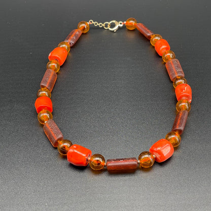 Collana Corallo Bamboo e Vetro di Murano Inciso