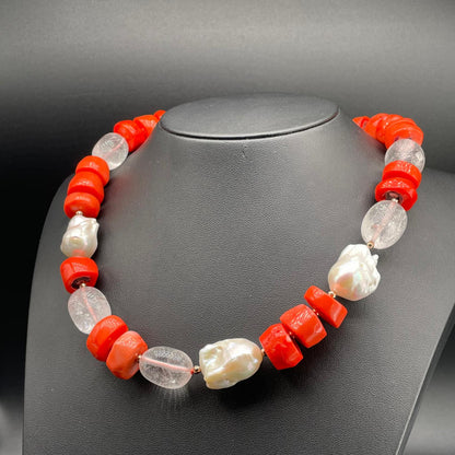 Collana Corallo Bamboo e Perle Scaramazze