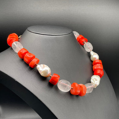Collana Corallo Bamboo e Perle Scaramazze