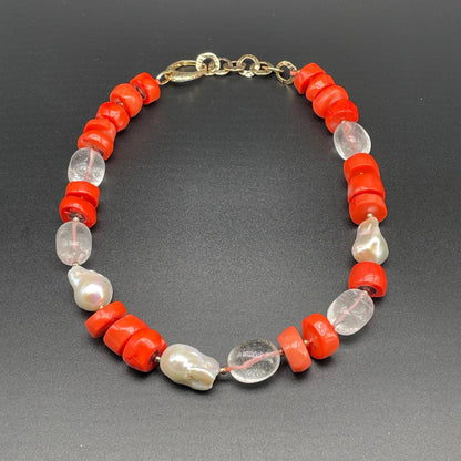 Collana Corallo Bamboo e Perle Scaramazze