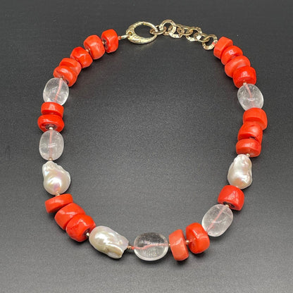 Collana Corallo Bamboo e Perle Scaramazze