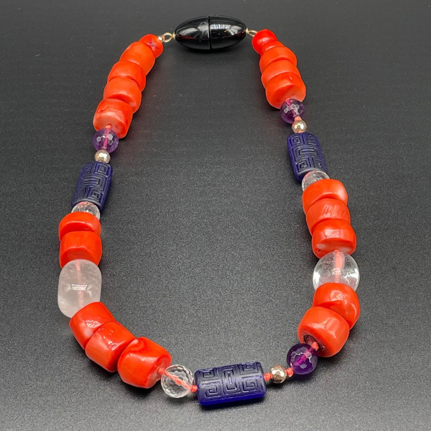 Collana Corallo Bamboo Ametista e Vetro di Murano