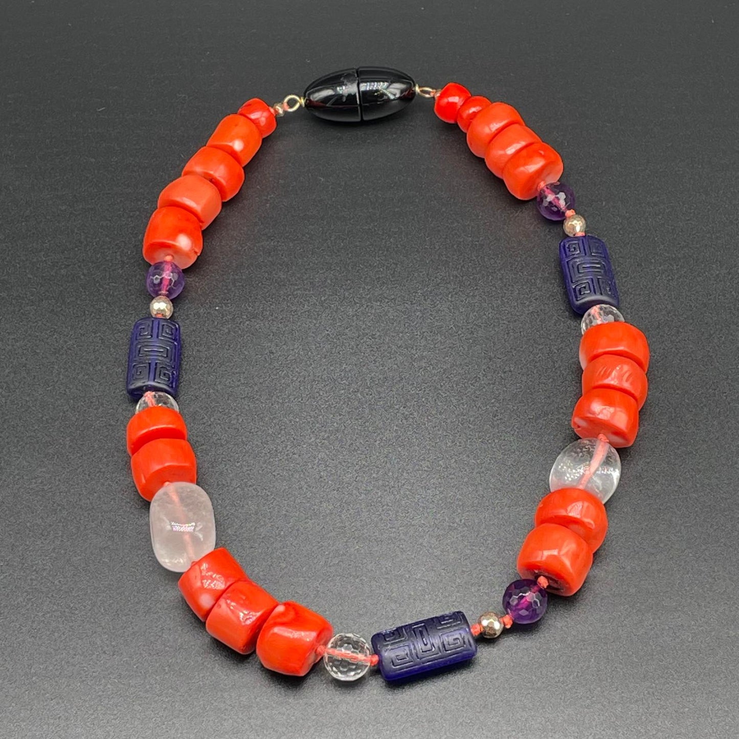 Collana Corallo Bamboo Ametista e Vetro di Murano
