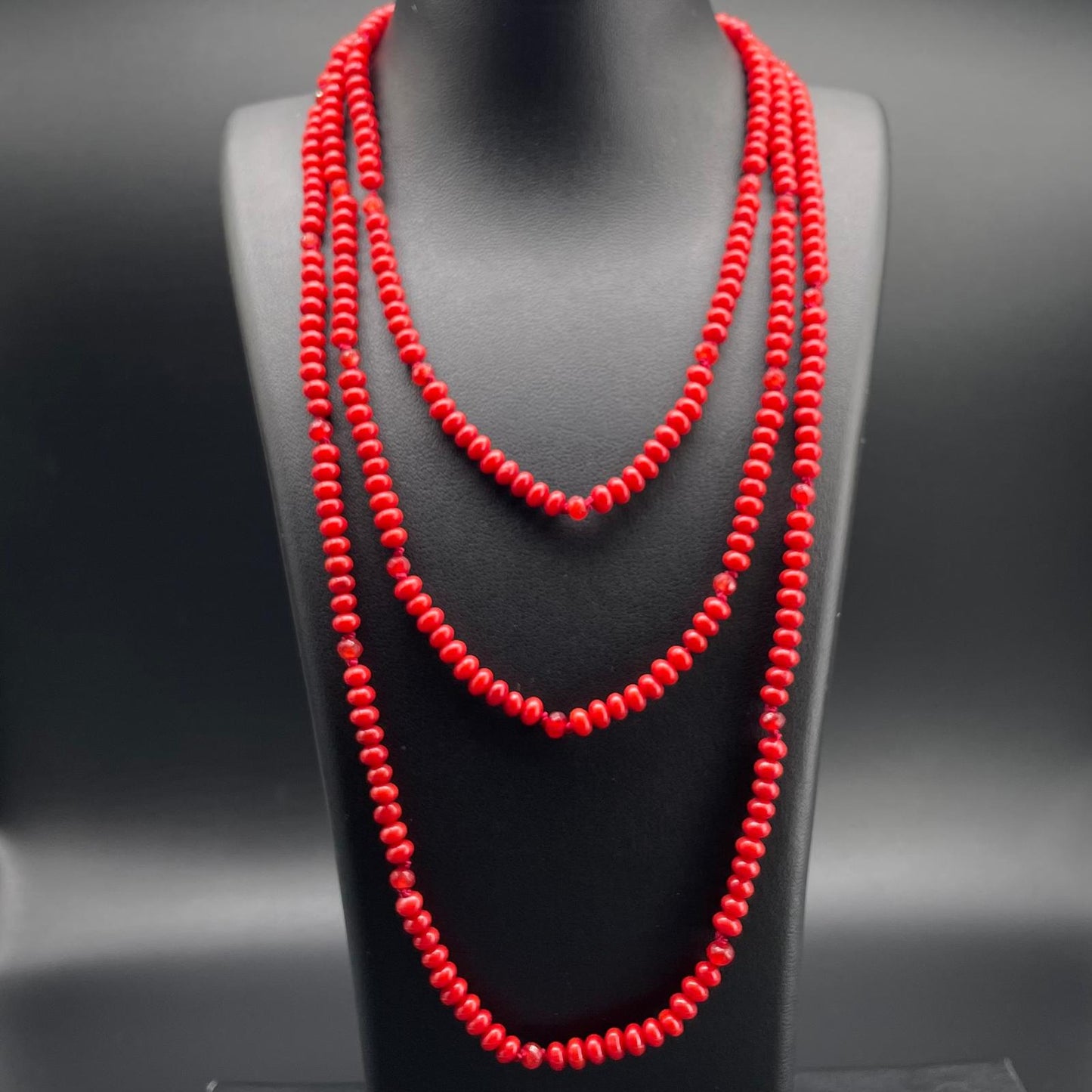 Collana Lunga Corallo Bamboo Rosso e Agata Orange