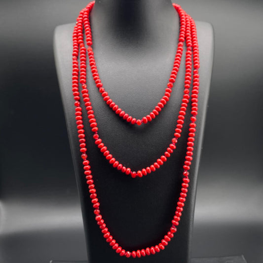 Collana Lunga Corallo Bamboo Rosso e Agata Orange