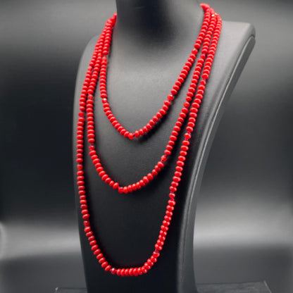 Collana Lunga Corallo Bamboo Rosso e Agata Orange