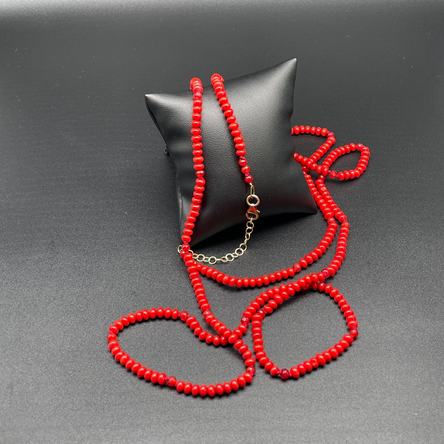 Collana Lunga Corallo Bamboo Rosso e Agata Orange